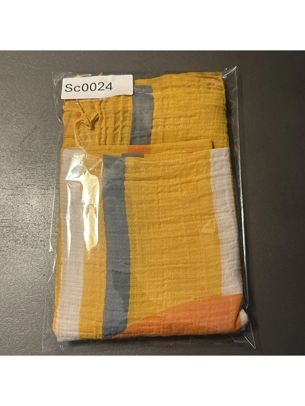 Vintage Lightweight Yellow Striped Scarf with Sailboat Pattern